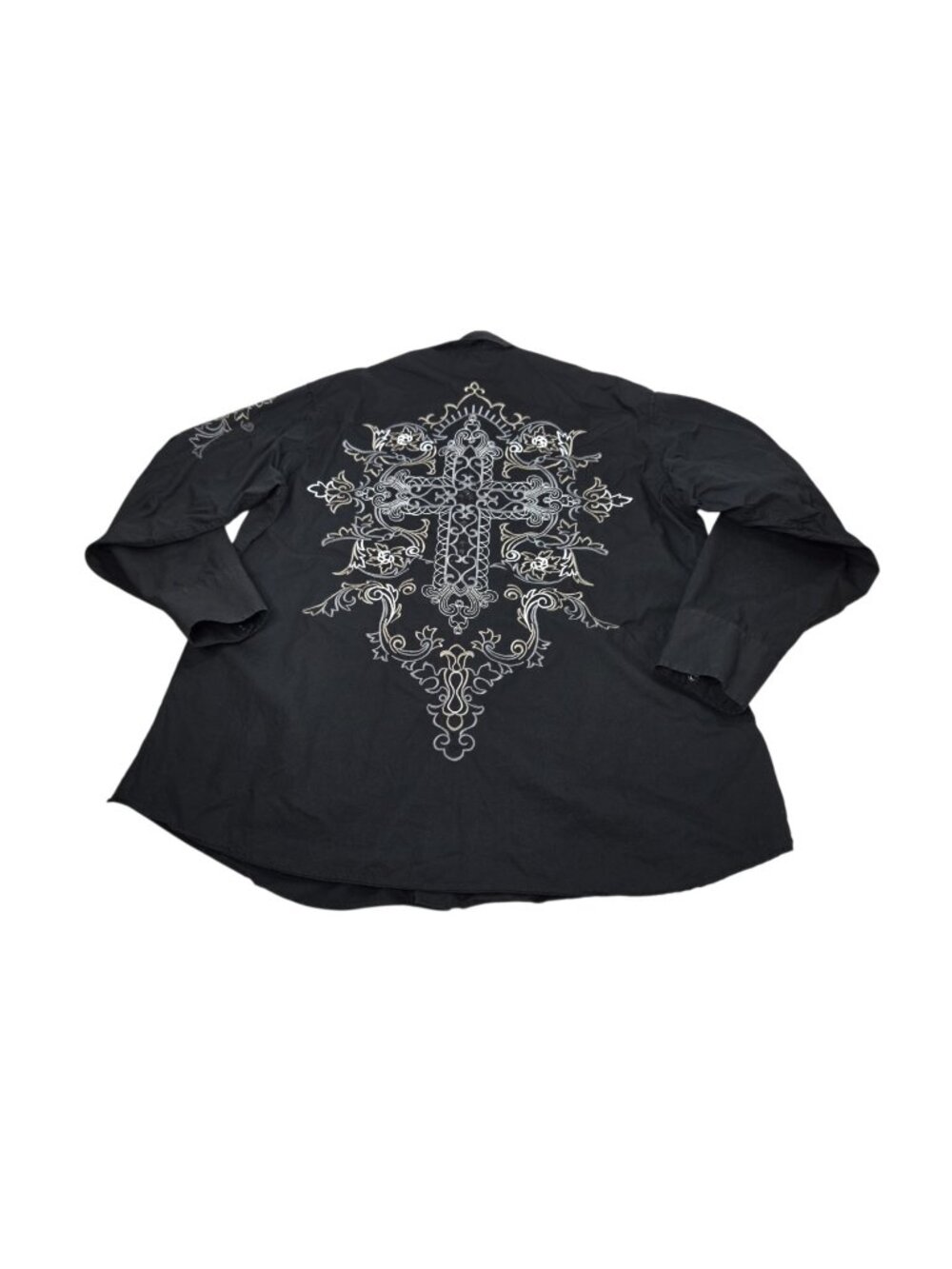 Brooks & Dunn Panhandle Slim Western Shirt XL Black Embroidered Crosses Snaps